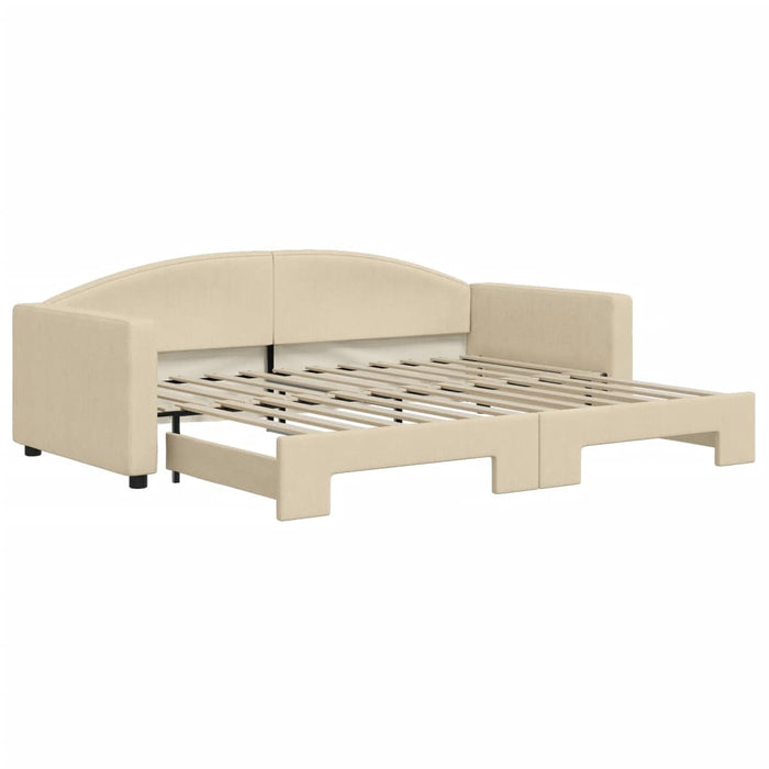 Divano Letto con Letto Estraibile Crema 90x200 cm in Tessuto