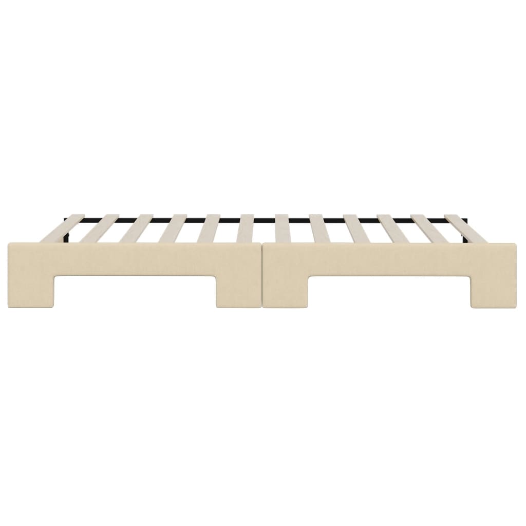 Divano Letto con Letto Estraibile Crema 90x200 cm in Tessuto