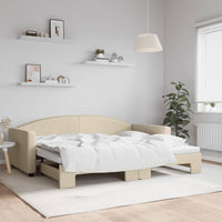 Divano Letto con Letto Estraibile-Sofa Letto-Daybed Crema 90x200 cm in Tessuto 844408