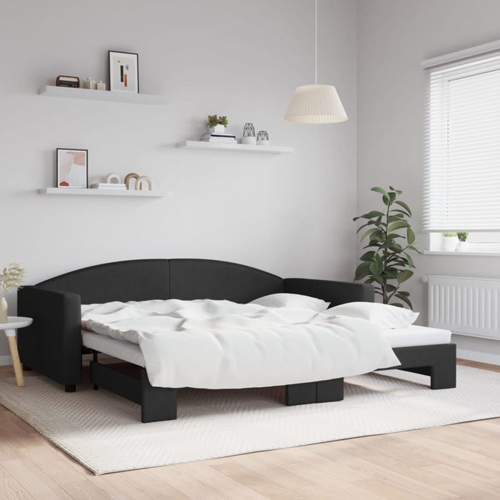 Divano Letto con Letto Estraibile-Sofa Letto-Daybed Nero 100x200 cm in Tessuto 266013