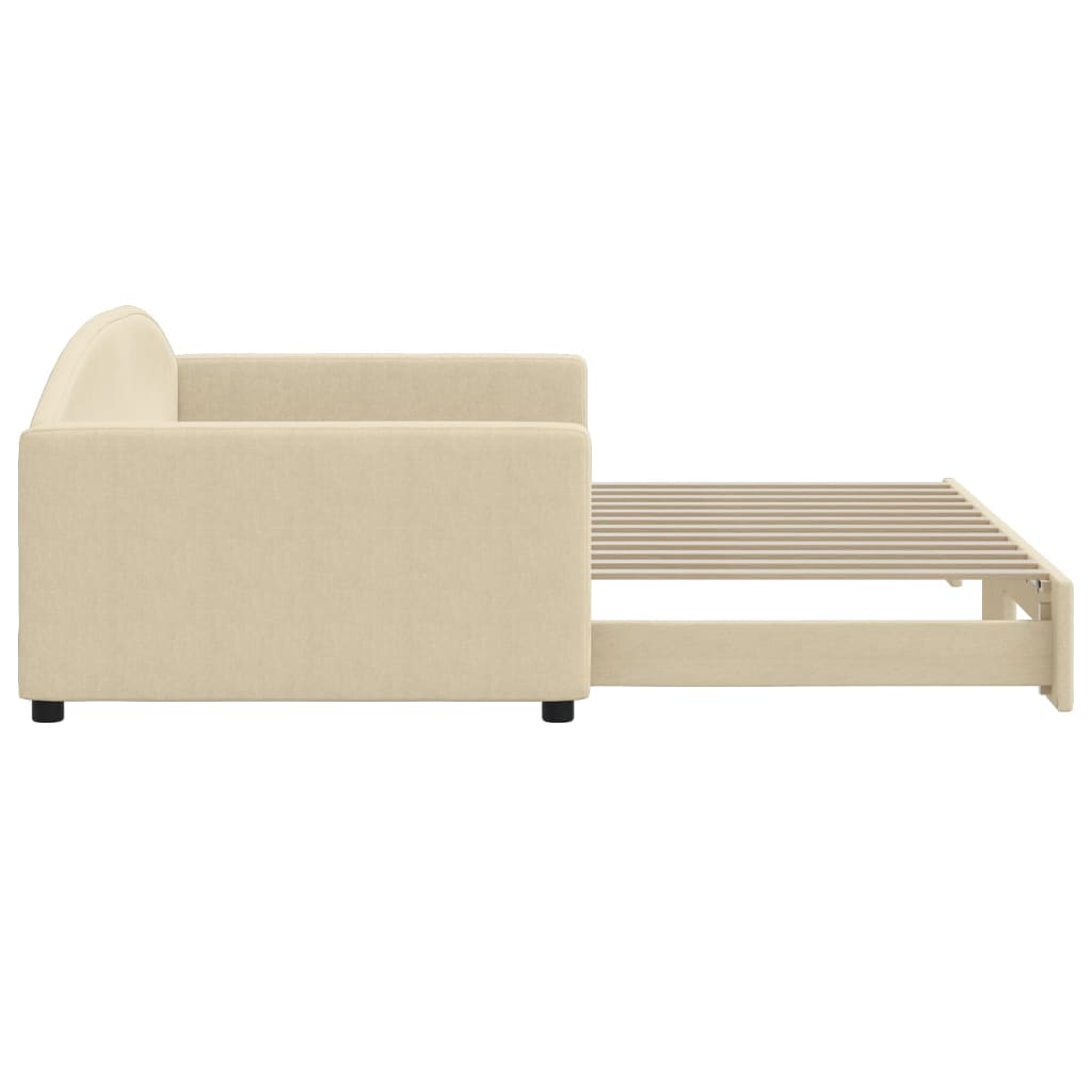 Divano Letto con Letto Estraibile Crema 100x200 cm in Tessuto 3197197