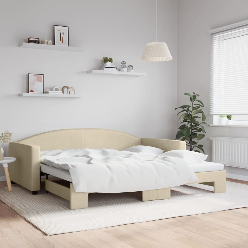 Divano Letto con Letto Estraibile Crema 100x200 cm in Tessutocod mxl 82667