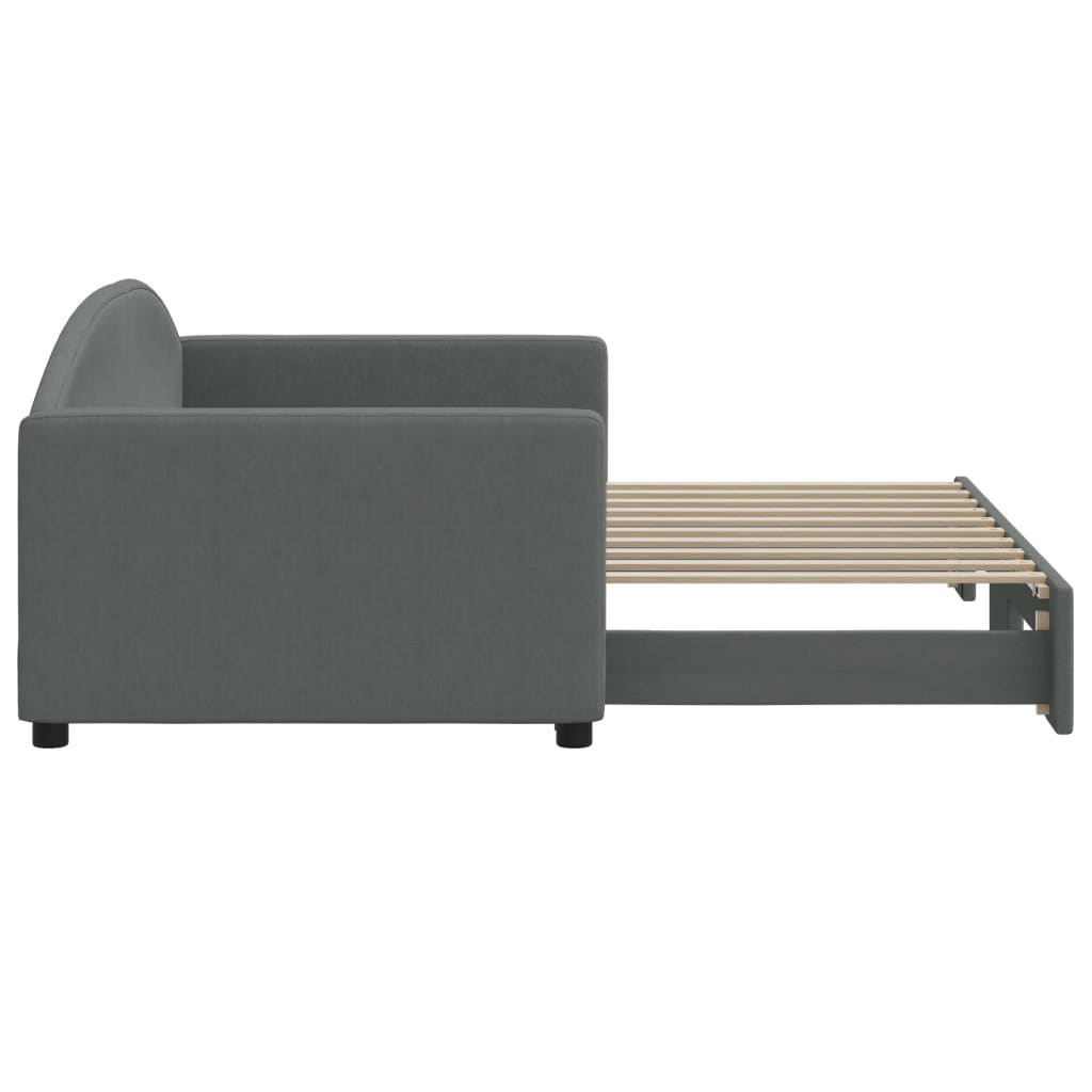 Divano Letto con Letto Estraibile Grigio Scuro 90x190cm Tessuto