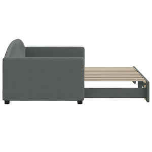 Divano Letto con Letto Estraibile Grigio Scuro 90x190cm Tessuto