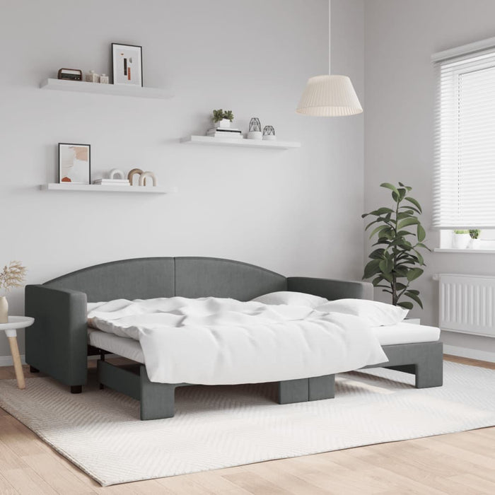 Divano Letto con Letto Estraibile-Sofa Letto-Daybed Grigio Scuro 90x190cm Tessuto 137818