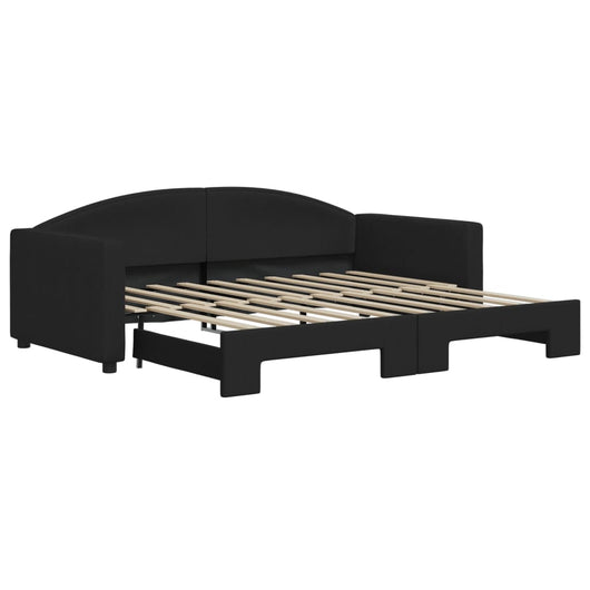 Divano Letto con Letto Estraibile Nero 90x190 cm in Tessuto