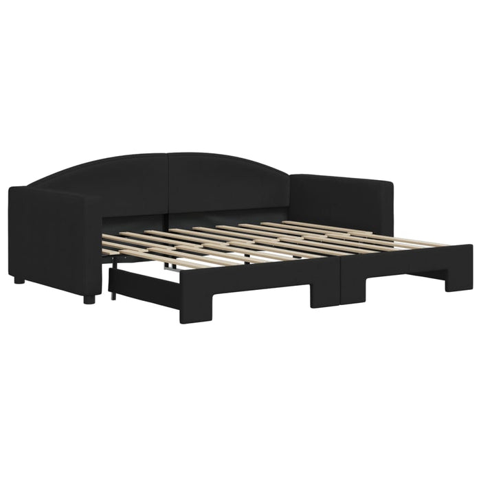 Divano Letto con Letto Estraibile Nero 90x190 cm in Tessuto