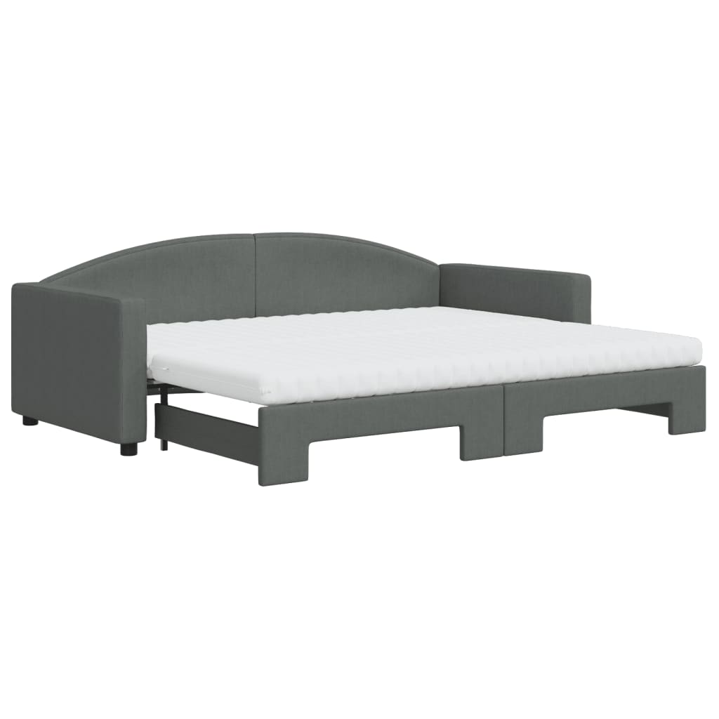 vidaXL Divano Letto Estraibile Materassi Grigio Scuro 90x200cm Tessuto