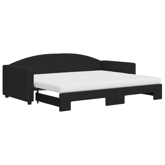 Divano Letto Estraibile con Materassi Nero 90x200 cm in Tessuto 3197208