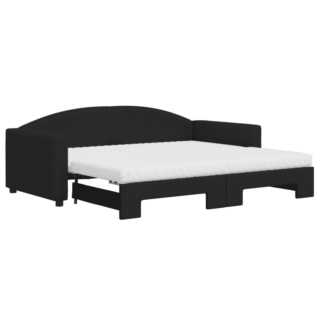 Divano Letto Estraibile con Materassi Nero 90x190 cm in Tessuto 3197218