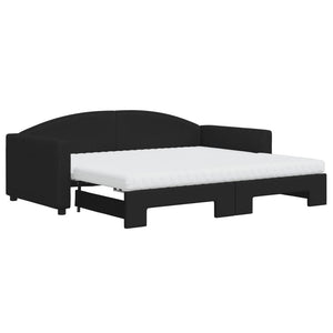 Divano Letto Estraibile con Materassi Nero 90x190 cm in Tessuto 3197218