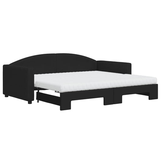 Divano Letto Estraibile con Materassi Nero 90x190 cm in Tessuto 3197218