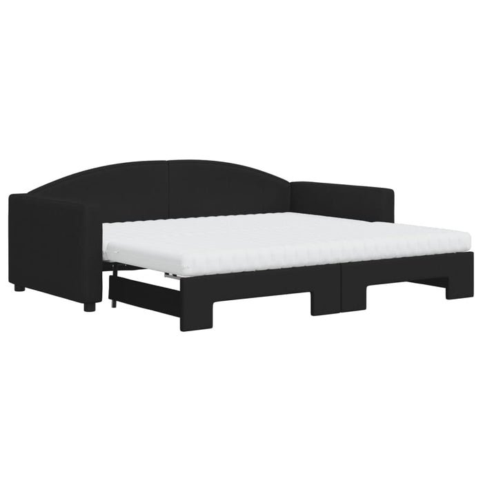 Divano Letto Estraibile con Materassi Nero 90x190 cm in Tessuto 3197218