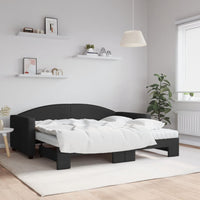 Divano Letto Estraibile con Materassi Nero 90x190 cm in Tessuto 3197218