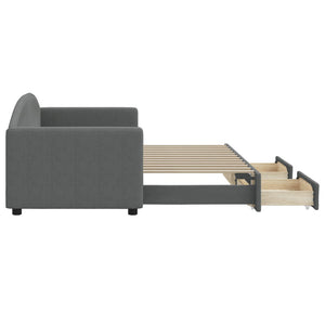 Divano Letto Estraibile Cassetti Grigio Scuro 80x200cm Tessuto 3197220