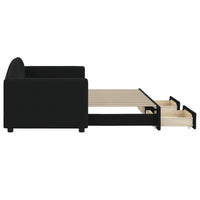 Divano Letto Estraibile con Cassetti Nero 80x200 cm in Tessuto