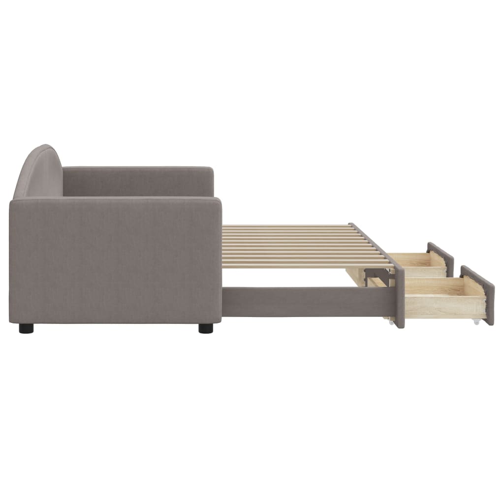 Divano Letto Estraibile con Cassetti Tortora 80x200 cm Tessuto 3197222