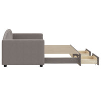 Divano Letto Estraibile con Cassetti Tortora 80x200 cm Tessuto