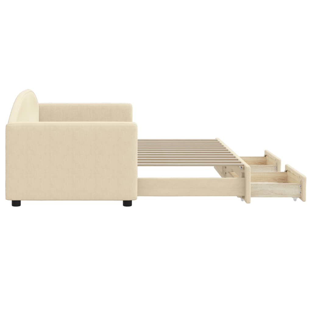 Divano Letto Estraibile con Cassetti Crema 80x200 cm in Tessuto 3197223