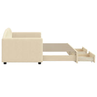 Divano Letto Estraibile con Cassetti Crema 80x200 cm in Tessuto 3197223