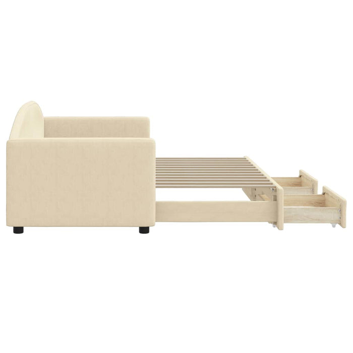 Divano Letto Estraibile con Cassetti Crema 80x200 cm in Tessuto 3197223