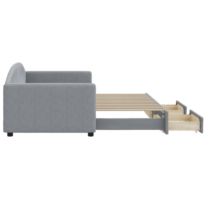 Divano Letto Estraibile Cassetti Grigio Chiaro 90x200cm Tessuto 3197224