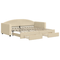 Divano Letto Estraibile con Cassetti Crema 90x200 cm in Tessuto