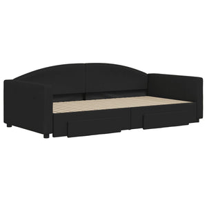 Divano Letto Estraibile con Cassetti Nero 100x200 cm in Tessuto 3197231