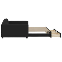 Divano Letto Estraibile con Cassetti Nero 100x200 cm in Tessuto 3197231