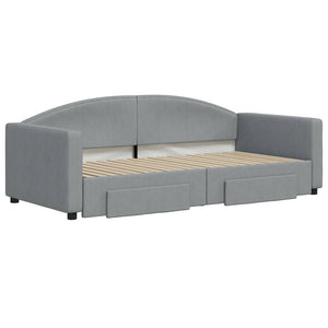 Divano Letto Estraibile Cassetti Grigio Chiaro 90x190cm Tessuto 3197234