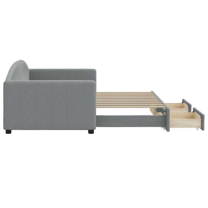 Divano Letto Estraibile Cassetti Grigio Chiaro 90x190cm Tessuto 3197234