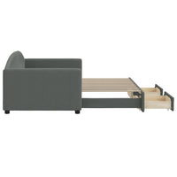 Divano Letto Estraibile Cassetti Grigio Scuro 90x190cm Tessuto