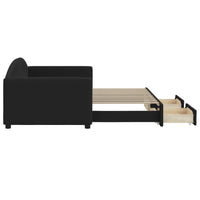 Divano Letto Estraibile con Cassetti Nero 90x190 cm in Tessuto 3197236