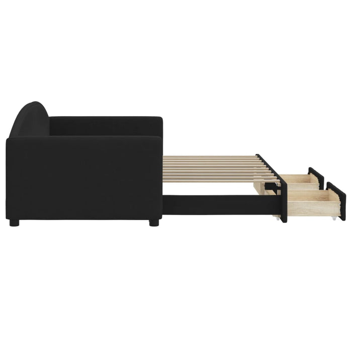 Divano Letto Estraibile con Cassetti Nero 90x190 cm in Tessuto 3197236