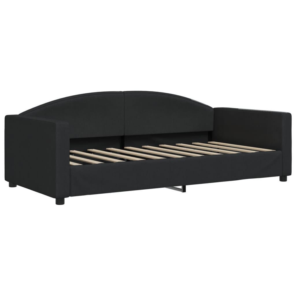 Divano Letto Estraibile con Cassetti Nero 90x190 cm in Tessuto