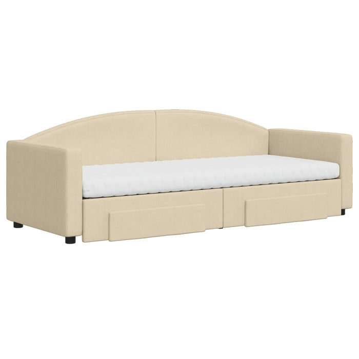 Divano Letto Estraibile con Cassetti Crema 80x200 cm in Tessutocod mxl 130644