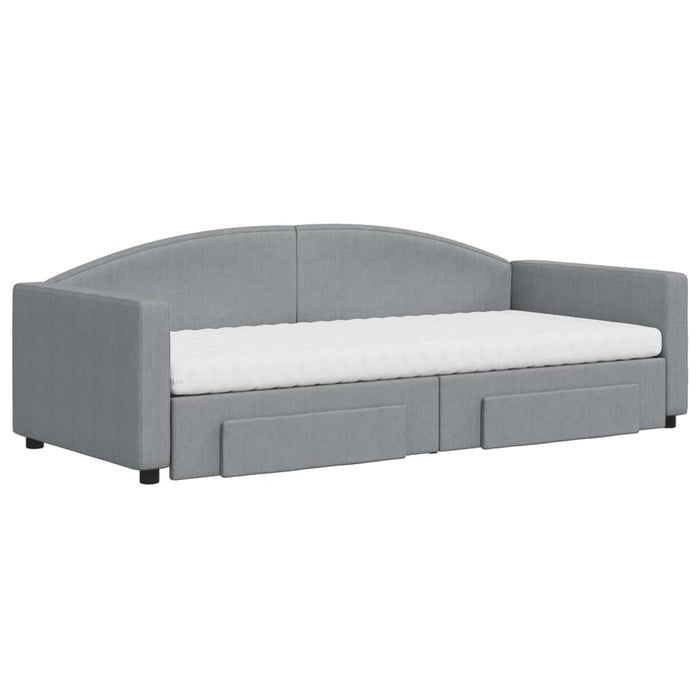 Divano Letto Estraibile Cassetti Grigio Chiaro 90x200cm Tessuto