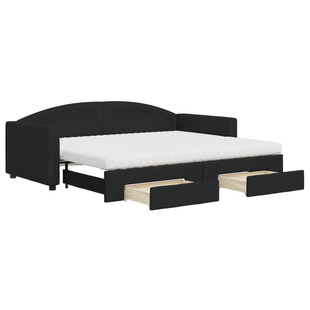 Divano Letto Estraibile con Cassetti Nero 90x200 cm in Tessutocod mxl 106667