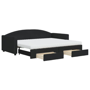 Divano Letto Estraibile con Cassetti Nero 90x200 cm in Tessutocod mxl 106667