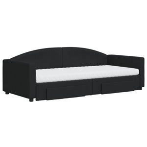 Divano Letto Estraibile con Cassetti Nero 90x200 cm in Tessuto 3197244