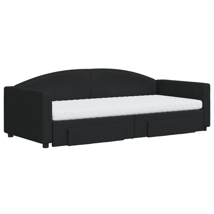 Divano Letto Estraibile con Cassetti Nero 90x200 cm in Tessuto 3197244