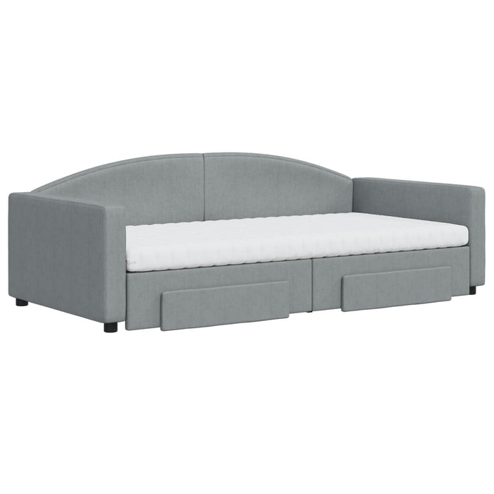 Divano Letto Estraibile Cassetti Grigio Chiaro 100x200 Tessuto 3197247