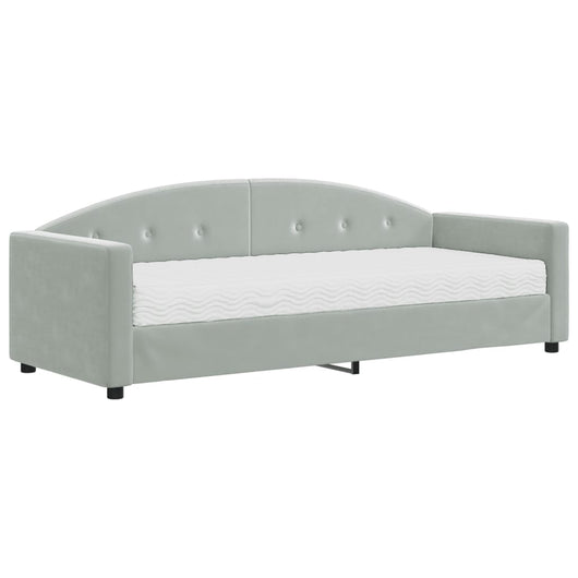 Divano Letto con Materasso-Sofa Letto-Daybed Grigio Chiaro 80x200 cm in Velluto 119165