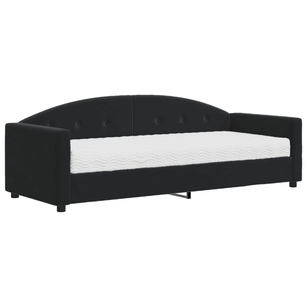 Divano Letto con Materasso-Sofa Letto-Daybed Nero 80x200 cm in Velluto 332392