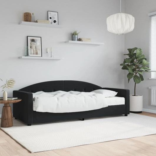 Divano Letto con Materasso-Sofa Letto-Daybed Nero 80x200 cm in Velluto 332392