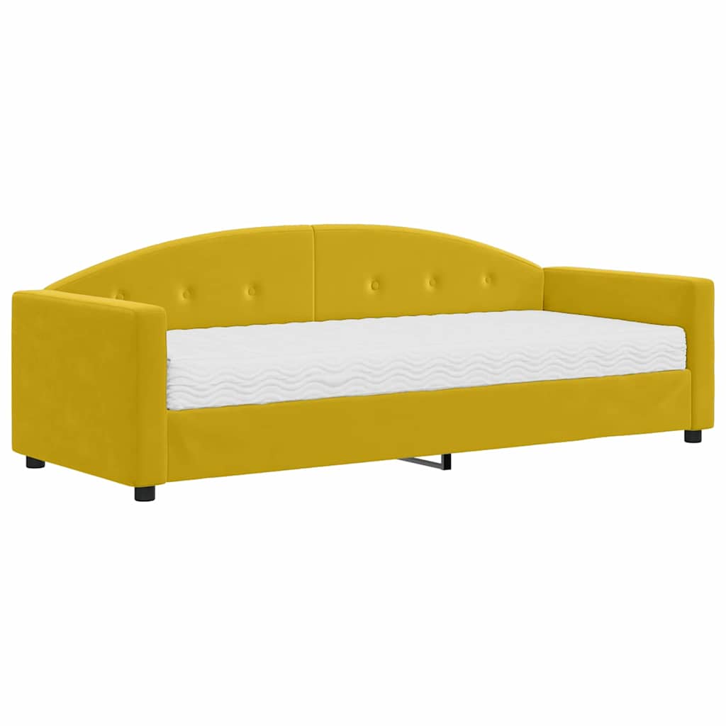 Divano Letto con Materasso-Sofa Letto-Daybed Giallo 80x200 cm in Velluto 878519
