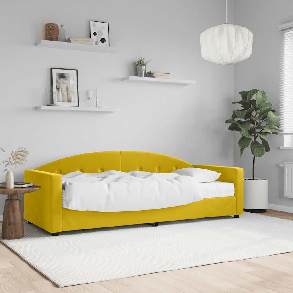 Divano Letto con Materasso-Sofa Letto-Daybed Giallo 80x200 cm in Velluto 878519