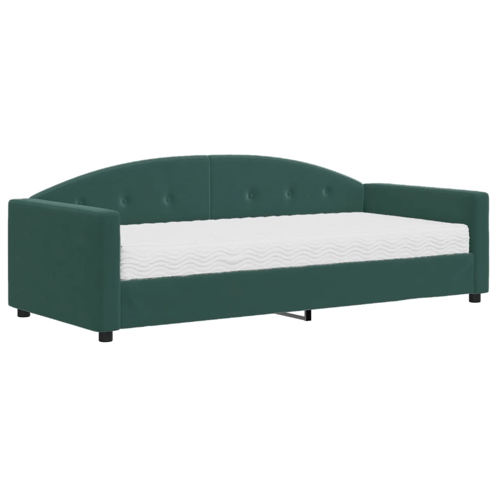Divano Letto con Materasso Verde Scuro 90x200 cm in Vellutocod mxl 83378