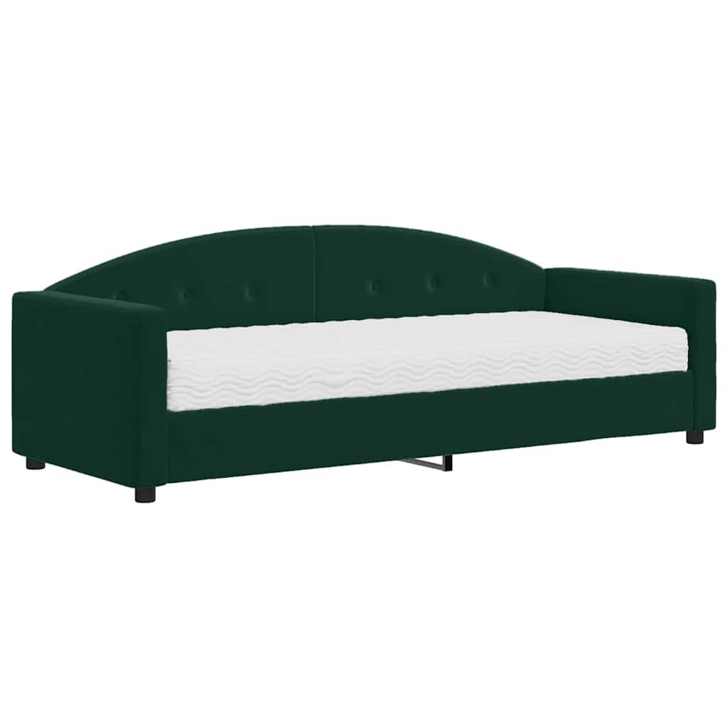 Divano Letto con Materasso-Sofa Letto-Daybed Verde Scuro 90x200 cm in Velluto 582306