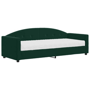 Divano Letto con Materasso-Sofa Letto-Daybed Verde Scuro 90x200 cm in Velluto 582306